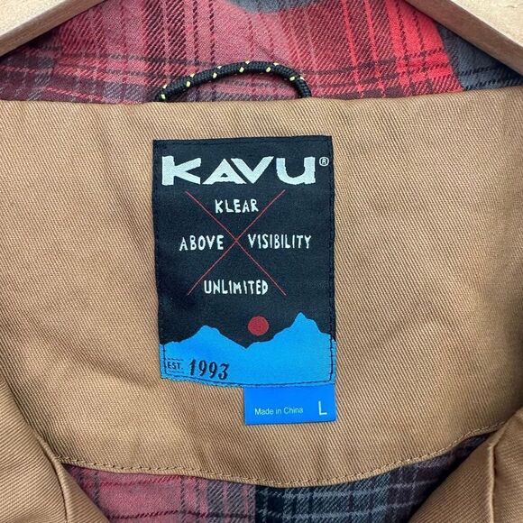 Kavu Men's Partaker Jacket Tobacco Tan Fleece Plaid Lining - Picture 6 of 15